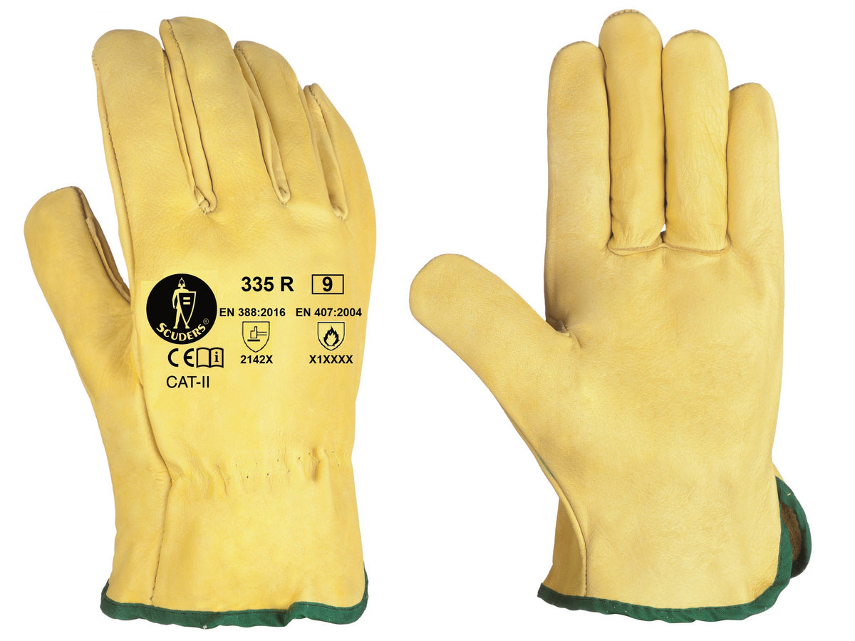 Guante 335 R  Piel Flor Vacuno Amarillo Forrado