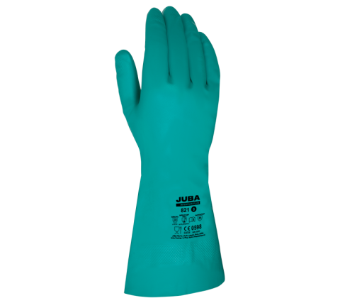 Guante JUBA NITRILO 821 VERDE FLOCADO.