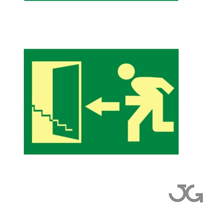Señal 320x160 Clase B Fot. PVC Salida Esc. Arriba Flecha Puerta Izquierda.