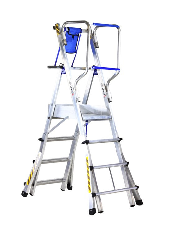 Escalera telescópica TELEFLY LIGTH. 6 peldaños, con guardacuerpos plegable 360º.