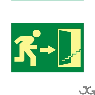 Señal 320X160 Clase B Fot. PVC Salida. Esc.Arriba Flecha Puerta Derecha