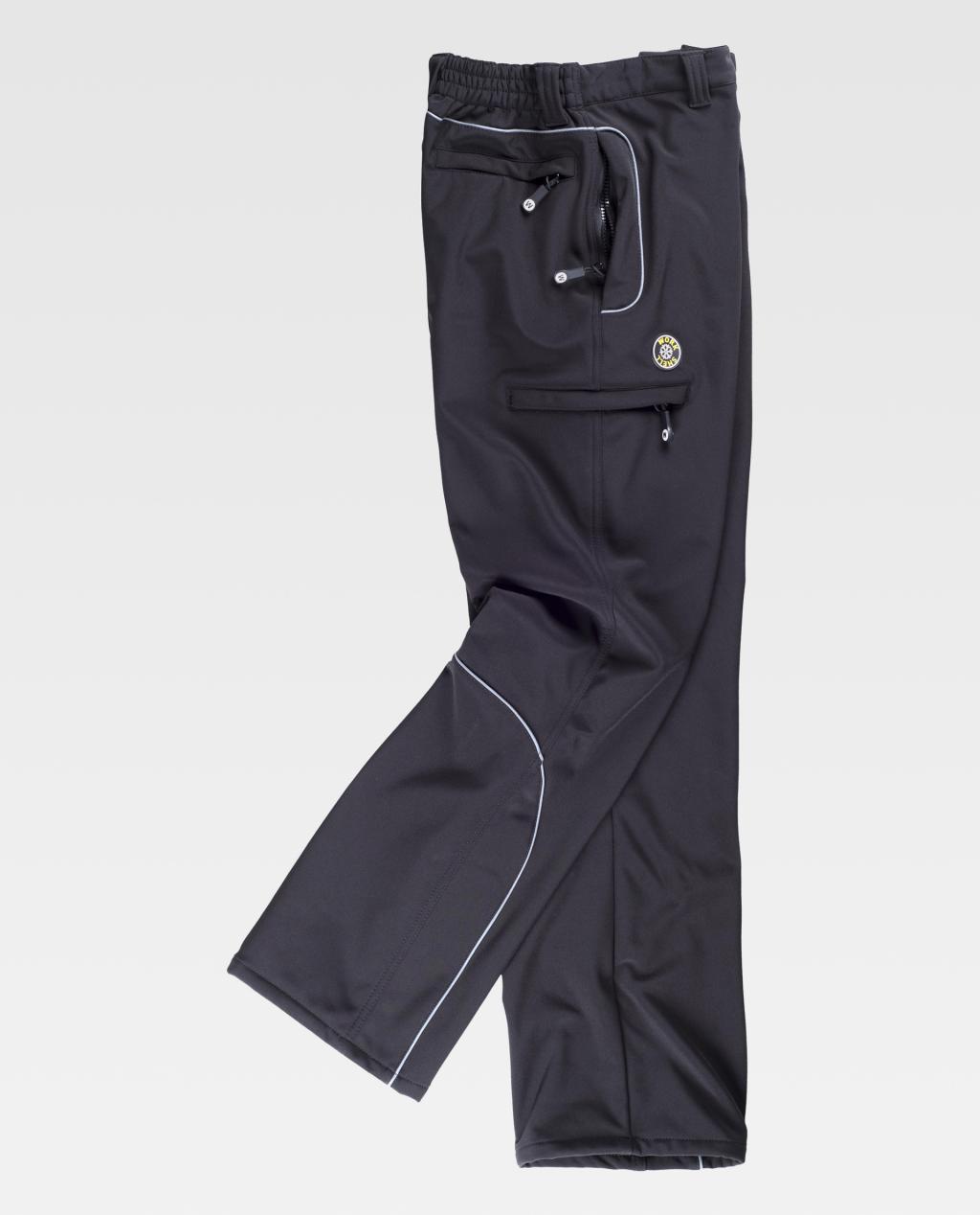 Pantalón WORKSHELL S9810 NEGRO con vivo 330G. (Hasta fin stock)