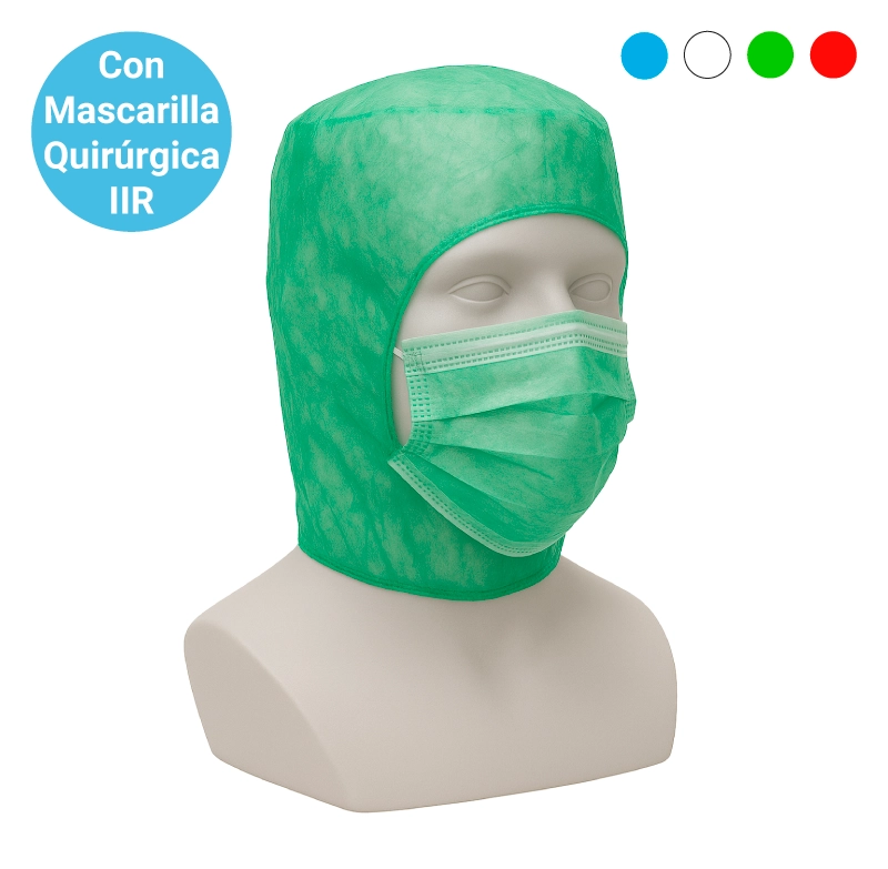 Gorro Integral PP CON mascarilla VERDE 50U.