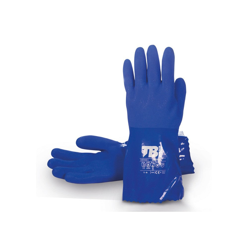 Guante TB 666VINIL Vinilo AZUL lycra. Almohadilla VEP