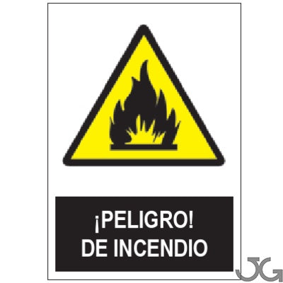 Señal PE 21x29cm - Peligro de incendio