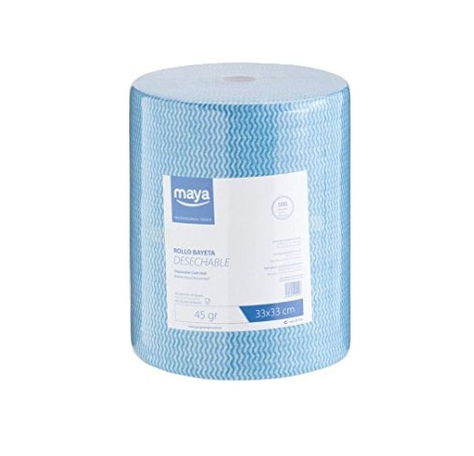 Rollo bayeta desechable Maya 07135 500 servicios 45g/m2 Azul.
