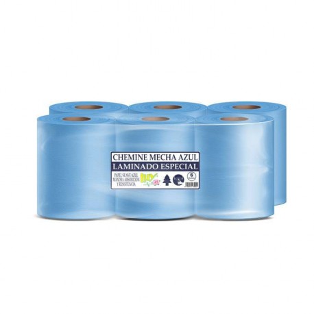 Rollo Papel Chemine (Mecha) AZUL Extra 0,8 Kg. Laminado.