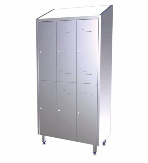 Taquilla INOX 3 Usuarios / 6 Puertas 900x450x2100mm.