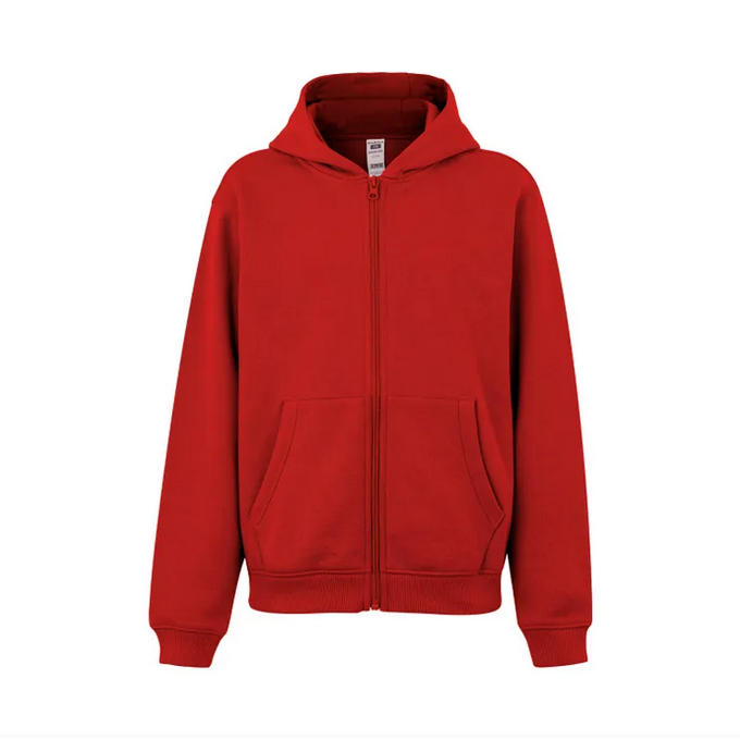 Sudadera VELILLA KIDS SF270K ROJO 400 Capucha y cremallera. 60%-40% 270G.