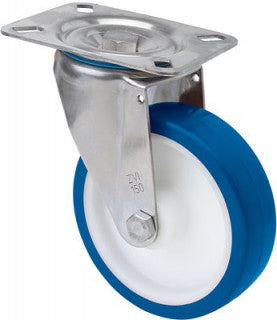 Rueda gir. ZVI INOX-POA 2-2855 100Kg. 80mm. Poliuret. 10ZVLI80-POA.