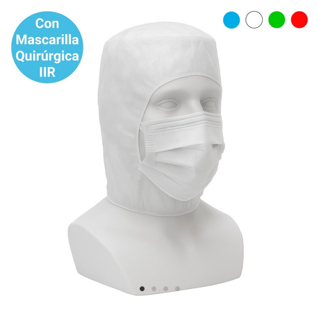 Gorro Integral PP CON mascarilla BLANCO 50U.