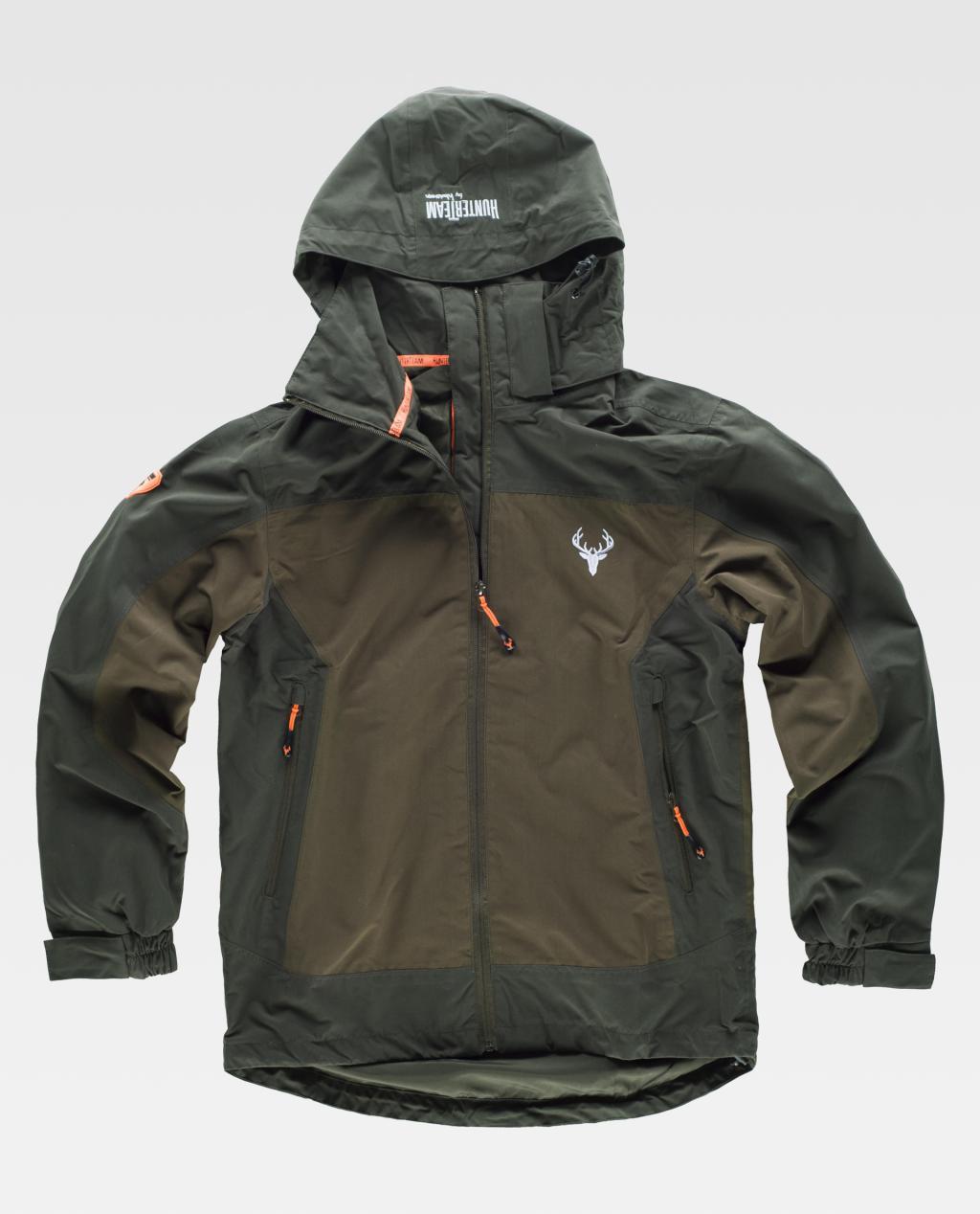 Cazadora HUNTER S8220 Verde bosque / Oliva Capucha Impermeable.