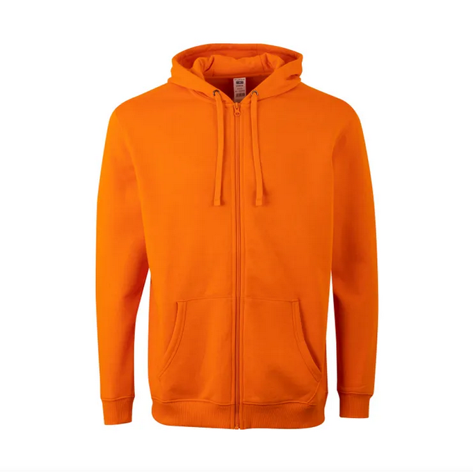 Sudadera VELILLA SF270U NARANJA 301 Capucha y cremallera. 60%-40% 270G.