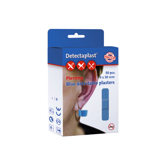 Tirita piercing detectable 9x38mm. Pack 50 Uds.