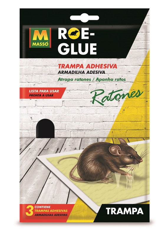Raticida MASSO ROE-GLUE Trampa adhesiva ratones.
