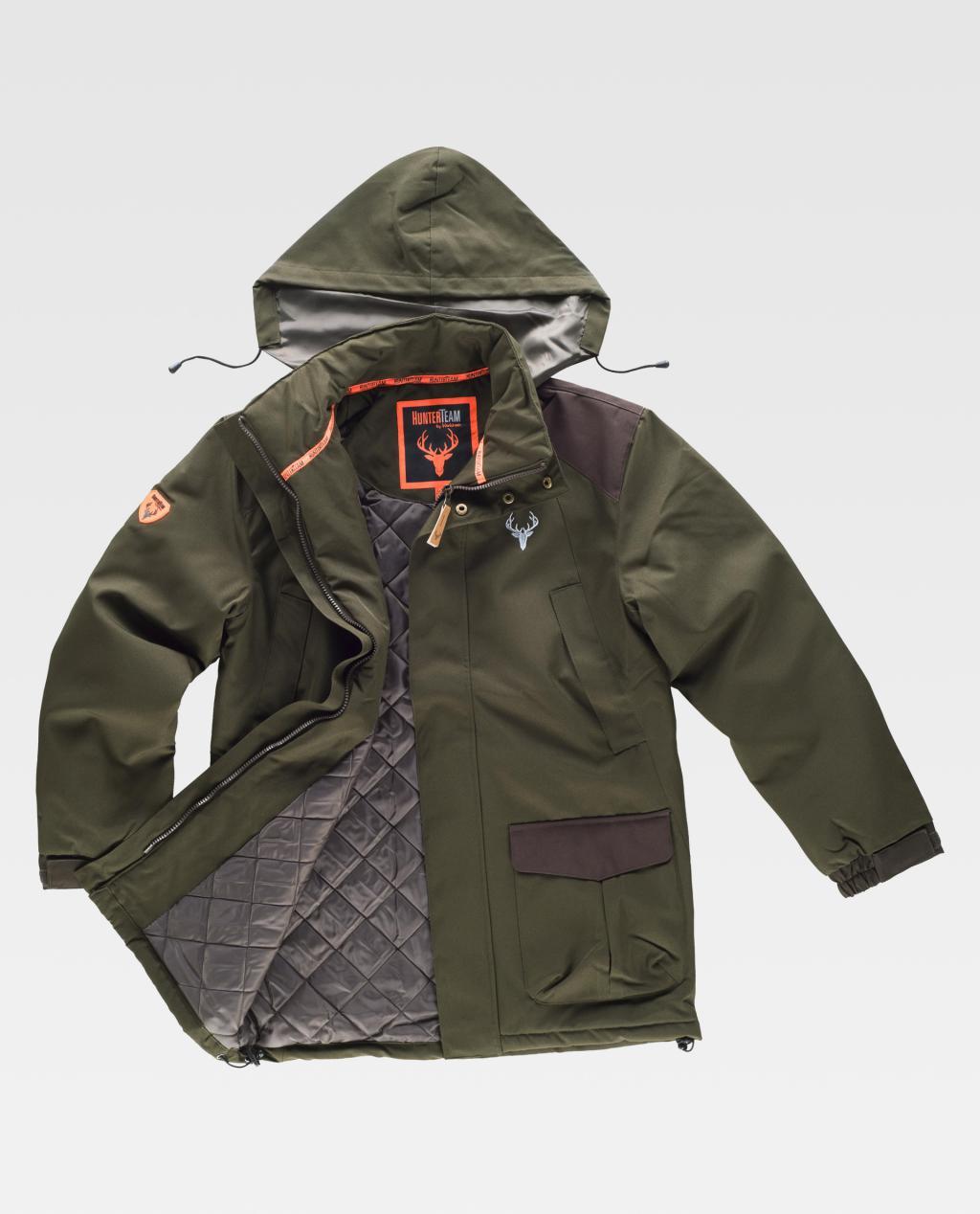Parka HUNTER S8230 Verde Caza / Marrón. Impermeable.