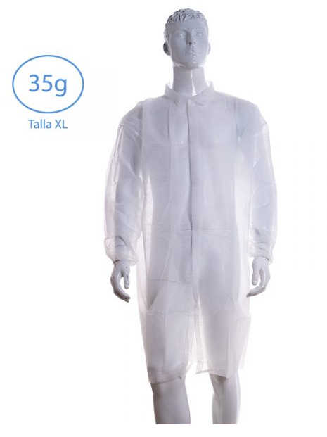 Bata PP BLANCA 35G.Velcro sin bolsillos.Talla XL.