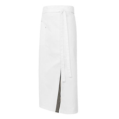 Delantal Monza 6422 BLANCO Francés unisex cinta tricolor Abierto.