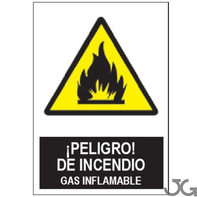 Señal PE 21x29cm - Riesgo de incendio. Gas inflamable. SA-1064