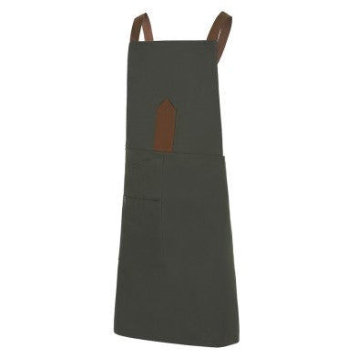 Delantal Monza 6423 KAKI Unisex con peto tirantes cruzados.