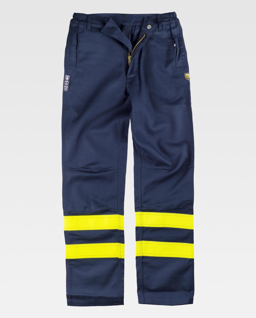 Pantalón Workteam B1494 Marino/Amarillo Ignifugo 260G.