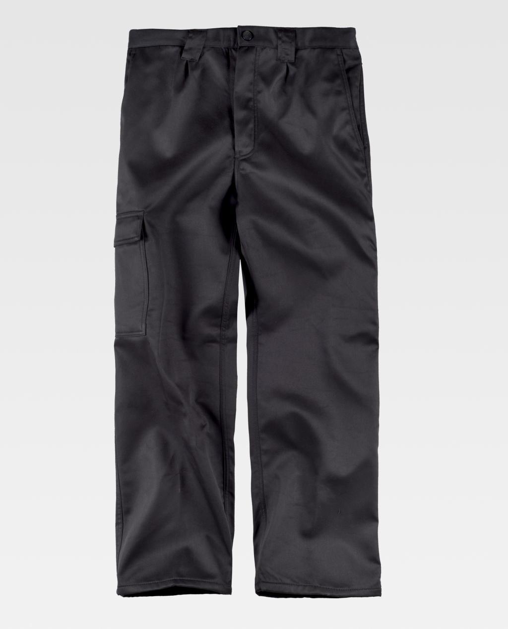 Pantalón WORKTEAM B1408 NEGRO forro polar interior.