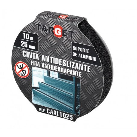 Cinta antideslizante ALUMINIO 25mm x 10m. CAAL1025