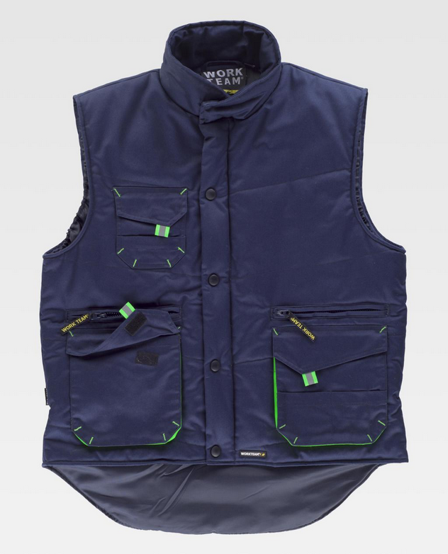 Chaleco Workteam WF1680 Marino / Verde Flúor.