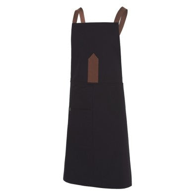Delantal Monza 6423 NEGRO Unisex con peto tirantes cruzados.
