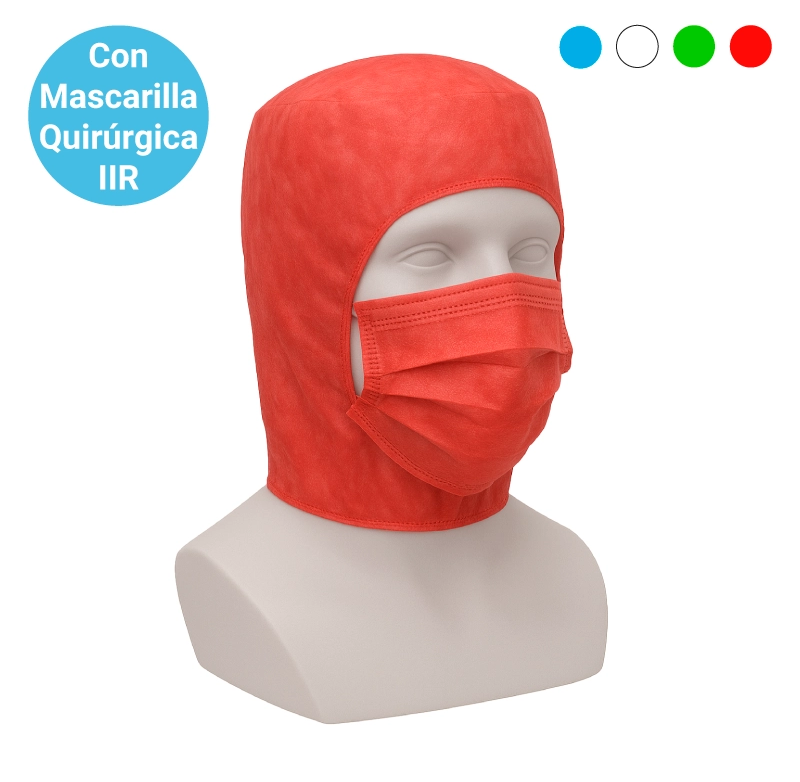 Gorro Integral PP CON mascarilla ROJO 50U.