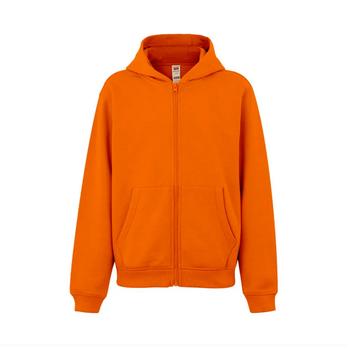 Sudadera VELILLA KIDS SF270K NARANJA 301 Capucha y cremallera. 60%-40% 270G.