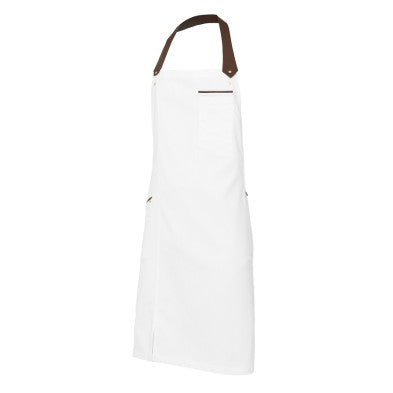 Delantal Monza 1406 Peto Blanco unisex con cinta polipiel.