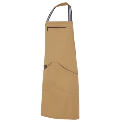 Delantal Monza 1414 TOSTADO Unisex con peto ribete.